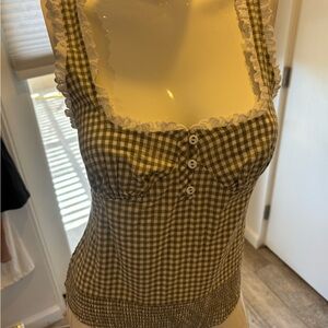 Free People Brown Gingham bodysuit